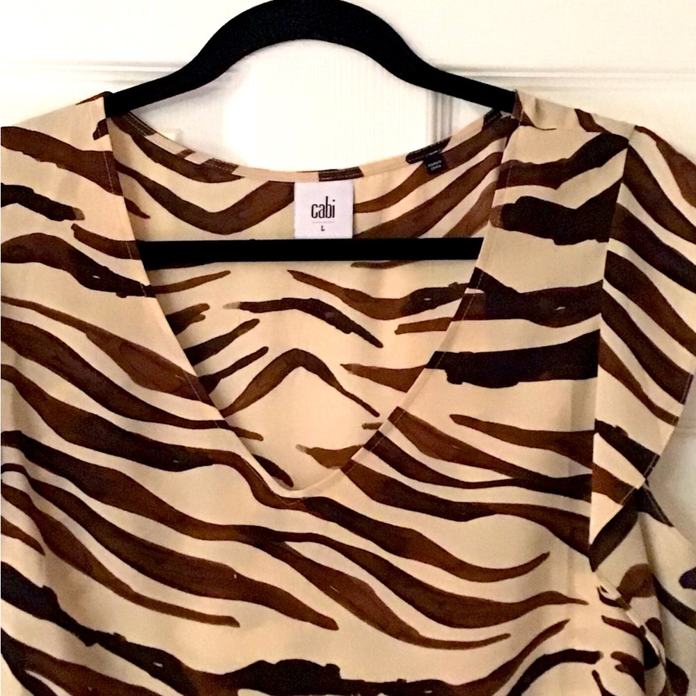 Cabi animal print ruffle blouse